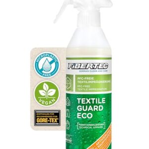 FIBERTEC Textile Guard Eco RT 500ml Imprägnierspray für umweltfreundliche Textil-Imprägnierung, süßte und wasserabweisende Wirkung für Outdoor-Bekleidung.