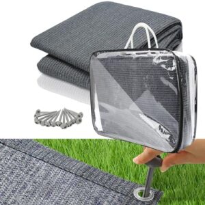 Fiqops Vorzeltteppich 250x300 cm in Grau-Blau, atmungsaktiv und schimmelfrei, ideal für Camping und Outdoor-Aktivitäten, inklusive Heringen und Tragetasche.