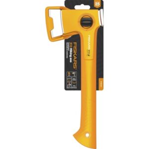 Fiskars 1069101 Axt mit ergonomischem, leuchtend orangefarbenem Griff und scharfer, silberner Klinge, ideal für Outdoor-Abenteuer und Gartenarbeiten.