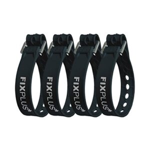 Fixplus-Strap 4er-Pack Zurrgurt in Schwarz mit Aluminiumschnalle, ideal zum Sichern und Befestigen von Gegenständen, flexibel und robust, 35cm x 2,4cm