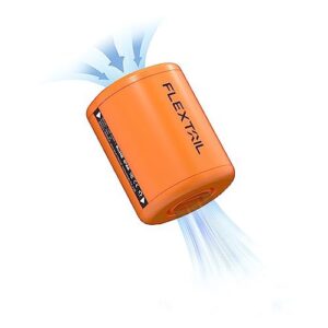 Kompakte elektrische Luftpumpe FLEXTAILGEAR Tiny Pump 2 in leuchtendem Orange, ideal für Outdoor-Aktivitäten, zum schnellen Aufblasen von Luftmatratzen und Schwimmringen.