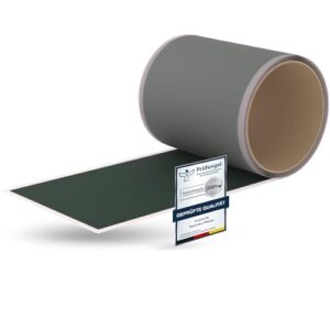 Flickly selbstklebende Reparatur Flicken in Moosgrün (RAL6005) auf einer Rolle, ideal für die Reparatur von Zelten, Planen und anderen Outdoor-Anwendungen.