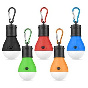 Flintronic 5 Stücke LED Campinglampe in verschiedenen Farben mit Karabiner-Haken für Outdoor-Aktivitäten und Notbeleuchtung
