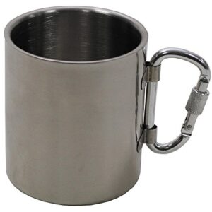 Fox Outdoor Tasse aus Edelstahl mit Karabinergriff, doppelwandig für optimale Wärmeisolierung, ideal für Outdoor-Aktivitäten wie Camping und Wandern.