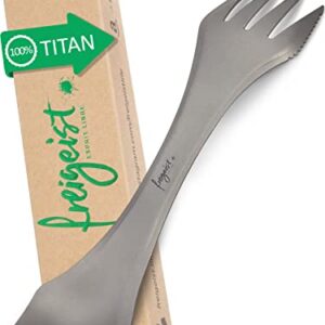 Freigeist Titan Spork Camping Besteck Set, ultraleichtes Titan Besteck mit integriertem Löffel und Gabel für Outdoor-Aktivitäten.