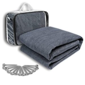 Froadp 3 x 3 m wetterfester Camping Outdoor Teppich in grau-blauer Farbe, zusammengelegt und verpackt in einer durchsichtigen Tragetasche, ideal für Outdoor-Aktivitäten.