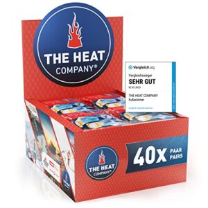Verpackung für 40 Paar selbstklebende Fußwärmer mit bis zu 8 Stunden Wärme, ideal für Outdoor-Aktivitäten bei kaltem Wetter.