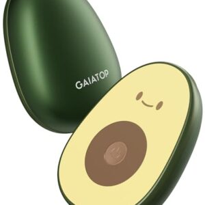 Wiederaufladbare Handwärmer im Avocado-Design, ideal für kalte Tage mit drei Temperaturstufen und sicherer Anwendung.