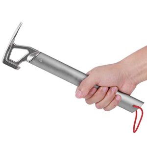Gancon Zelthammer mit Bierflaschenöffner für Camping und Outdoor-Aktivitäten, Aluminiumgriff, leicht und robust.