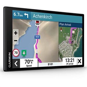 Garmin Camper 795 MT-D EU Navigationsgerät mit 7 Zoll Touchdisplay, zeigt Navigationskarte und verbleibende Distanz bis zum Ziel für Wohnmobile und Wohnwagen.