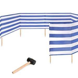 Garronda Strand Windschutz mit Streifenmuster, 12 Meter lang, idealer Sichtschutz für den Strand, inklusive Gummihammer zur sicheren Verankerung