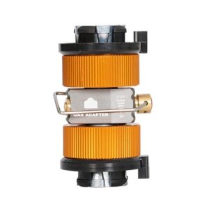 Hamans Gas Canister Refill Adapter, tragbarer Gasdruckventil-Aufblasventil für Camping und Outdoor-Aktivitäten, aus Aluminium und Messing gefertigt.