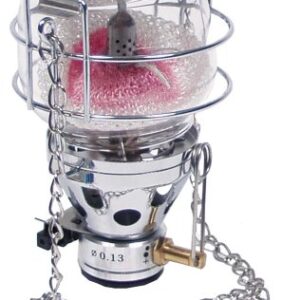 Kompakte Gaslaterne mit Piezo-Zündung, ideal für Camping und Outdoor-Aktivitäten, in einer stabilen Tragetasche.