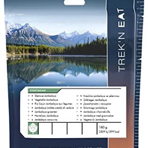 Verpackung des gefriergetrockneten Gemüse Jambalaya für unterwegs, ideal für Outdoor-Aktivitäten.