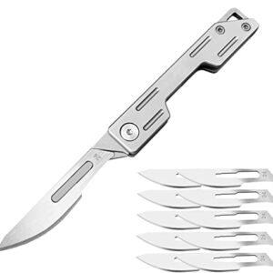 Generic Klappmesser Skalpell mit 10 auswechselbaren Klingen in silbernem Design, ideal für EDC und verschiedene Schneidarbeiten