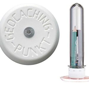 Geocaching Container und Geocaching Punkt mit Aufdruck für Schatzsuchen im Freien, wasserdicht und ideal für D5 Caches.
