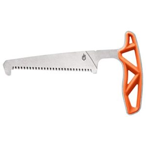 Gerber Knochensäge Exo-Mod Saw mit orangefarbenem ergonomischem Griff und 10,8 cm langem Klingenblatt aus 7Cr17MoV, ideal für Jäger und Outdoor-Enthusiasten.