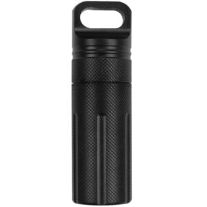 Wasserdichte und geruchsdichte Dose in Schwarz, ideal für Outdoor-Abenteuer und die sichere Aufbewahrung von Wertsachen wie Geld und Schlüssel.
