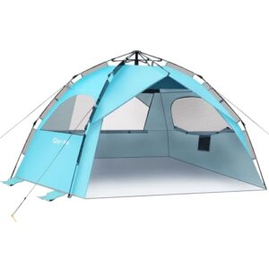 Glymnis Strandmuschel Quick Up - automatisches Strandzelt in Blau für 4 bis 6 Personen mit UV-Schutz 50+ und Windschutz.