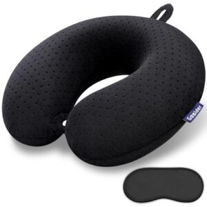 Gosider schwarzes Reise-Nackenkissen aus Memory Foam in U-Form für optimale Nacken- und Kopfunterstützung, ideal für Reisen im Flugzeug oder Auto.