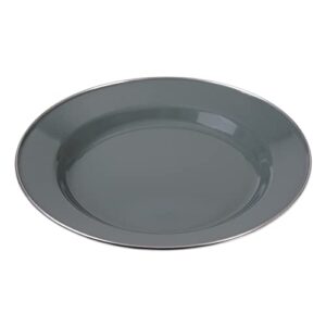 GRÄWE Camping Teller aus Emaille in Grau mit einem Durchmesser von 26 cm, ideal für Camping und Outdoor-Aktivitäten, leicht und langlebig.