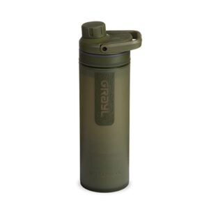 GRAYL UltraPress Wasserreiniger und Filterflasche in Olivgrün für Outdoor-Aktivitäten, Wandern und Reisen, leicht und robust