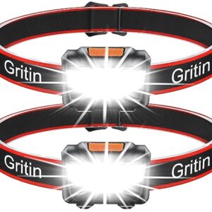 Zwei leistungsstarke LED Stirnlampen mit schwarzem Kopfband, ideal für Outdoor-Aktivitäten wie Laufen, Campen und Angeln. Ergonomisches Design für höchsten Tragekomfort.