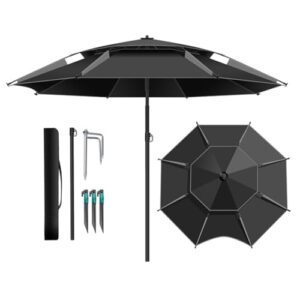 Großer tragbarer Angelschirm, 200 cm Durchmesser, ideal für Strand und Garten, mit Transporttasche und stabilem Schaft