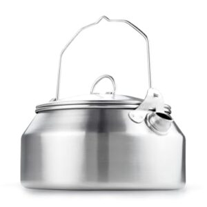 GSI Outdoors Glacier Teekessel aus gebürstetem Edelstahl mit einem Fassungsvermögen von 950 ml, ideal für Camping und Zuhause.