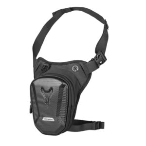 Schwarze Oberschenkeltasche und Beintasche für Herren und Damen, ideal für Sportaktivitäten wie Laufen, Radfahren und Motorradfahren, gefertigt aus robustem EVA-Material mit ergonomischem Design.