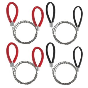Set aus 4 Handkettensägen mit 78 cm Schneidedraht in roter und schwarzer Farbe, ideal für Holzschneiden im Freien beim Camping oder Wandern.