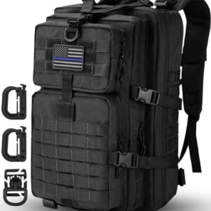 Hannibal Tactical 40L Militär Taktischer Rucksack in Schwarz, ideal für Outdoor-Abenteuer, Reisen und als Überlebensrucksack mit MOLLE-System und mehreren Fächern.
