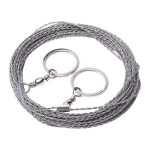 Harilla Drahtsäge für Holz mit zwei drehbaren Ringen, ideal für Camping und Outdoor-Abenteuer, aus robustem Edelstahl mit flexibler Handhabung.
