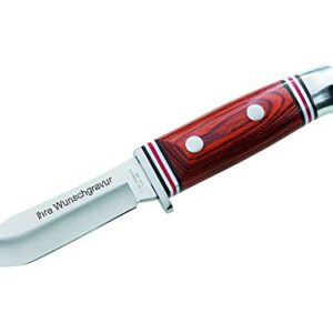 Herbertz Schnitzmesser für Kinder mit ergonomischem Holzgriff, Lederscheide und abgerundeter Spitze, ideal für erste Schnitzversuche und personalisierte Geschenke.