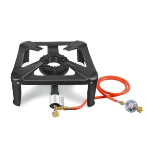 Leistungsstarker Hockerkocher Gas 10KW für Outdoor-Kochen mit bequemer 4-Fuß-Konstruktion und Zubehör, ideal für Camping und Grillen.