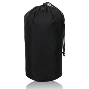 Schwarzer Hosifiy Kompressionssack aus 210D Nylon, ideal für Camping, Wandern und Reisen, mit Kordelzugverschluss.
