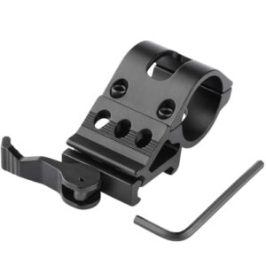Schwarze Schnellspanner Taschenlampenhalterung aus Aluminiumlegierung mit 21mm Schlitz für 25,4mm Rohrdurchmesser, ideal für den Einsatz mit LED Lenser und Polizei Taschenlampen.