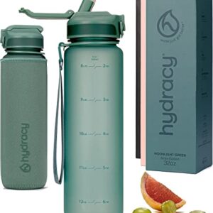 BPA-freie 1L Trinkflasche mit Strohhalm und Zeitmarkierung in modernem Design, ideal für Sport und Outdoor-Aktivitäten.