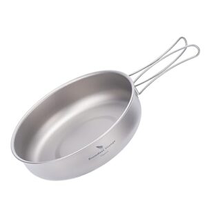 iBasingo Titan Bratpfanne mit klappbarem Griff und glatter Oberfläche, ideal für Camping und Outdoor-Kochen, Durchmesser 18 cm.