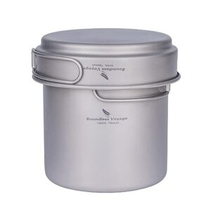 iBasingo Titan Topf Pfannen Set mit Klappgriff, ultraleichtes Kochgeschirr für Outdoor-Aktivitäten wie Camping, Reisen und Picknick, modernes Design aus hochwertigem Titan.