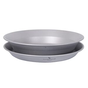 iBasingo Titan Teller und Schüssel Set für Outdoor Aktivitäten - leichtes und tragbares Geschirr aus Titan, ideal für Picknick, Camping und Reisen.