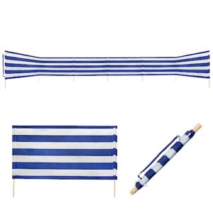 Idena Windschutz in Blau-Weiß, 80 x 600 cm oder 80 x 800 cm, idealer Sichtschutz für Strand, Camping und Garten, ausgestattet mit Holzstäben und Tragegurt.