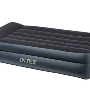Intex 66706 Luftbett Pillow Rest Blue Twin mit eingebauter Luftpumpe, ergonomischem Design und wasserfester Oberseite für zusätzlichen Schlafkomfort