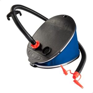 Intex 68610E Giant Bellows Fußpumpe in schwarz mit flexibler Schlauchfunktion und drei Düsenaufsätzen, ideal zum Aufpumpen von aufblasbaren Gegenständen wie Luftmatratzen und Wasserbällen.