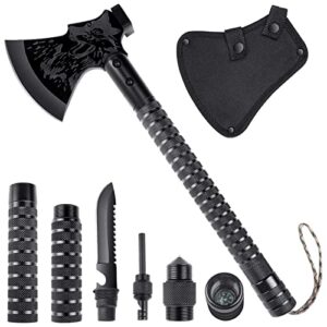 Multifunktionale Japaknives Survival Axt 10 in 1 mit rutschfestem Griff, Zubehör und Geschenkbox, ideal für Camping und Outdoor-Abenteuer.