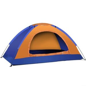 Jonikuper leichtes Campingzelt in Orange mit kuppelförmiger Struktur, ideal für Outdoor-Aktivitäten wie Camping und Festivals, einfach und schnell aufzubauen, ausgestattet mit robusten Fiberglas-Stangen.