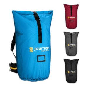 Journext 2 in 1 Rucksack Schutzhülle und Regenschutz in pacific blue, ideal für Reisen mit Flugzeug, Zug oder Bus, bietet Schutz und Stil.