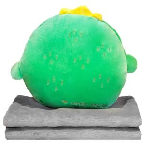 Chingcoo Kissendecke 3 in 1 im kaktusförmigen Design mit flauschiger Plüschdecke und Reisekissen, ideal für Kinder und als Geschenk.