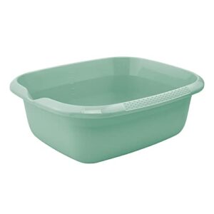 Rechteckige Universal-Schüssel mit Ausguss in Nordic Green, ideal für Haushalt und Freizeit, mit integrierter Mess-Skala und Anti-Rutsch-Griffen.