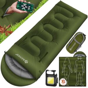 KESSER Schlafsack Outdoor 220cm x 83cm für Erwachsene in Khaki, ideal für Camping und Outdoor-Aktivitäten, bietet Wärme und Wasserabweisenden Schutz.